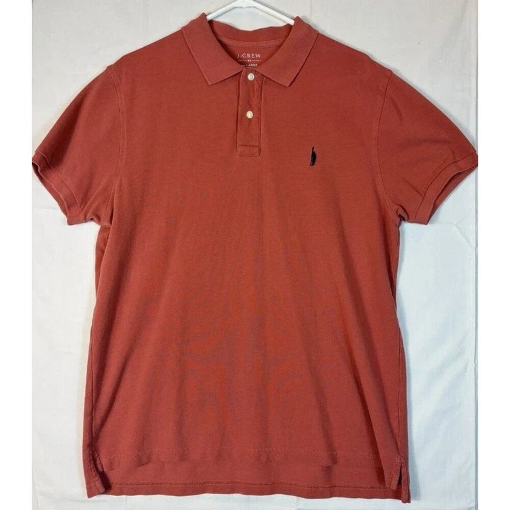 J Crew Oarsman Polo S/S Piqued Cotton Orange Men’s Large Summer Casual Preppy